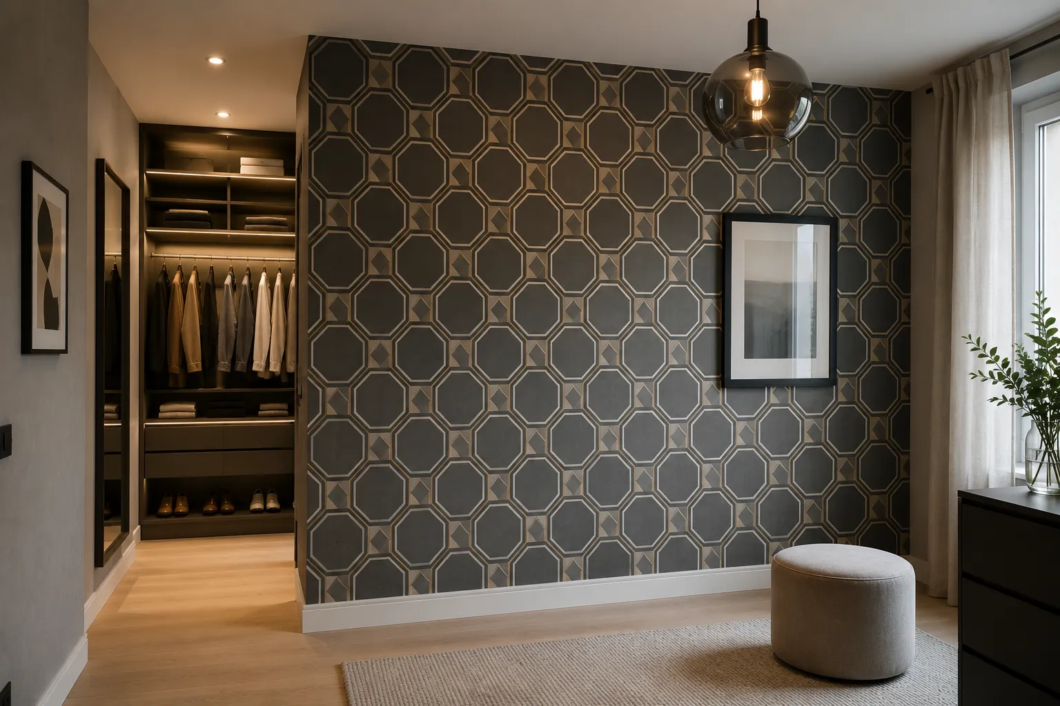 Revêtements muraux avec de la tapisserie à motifs