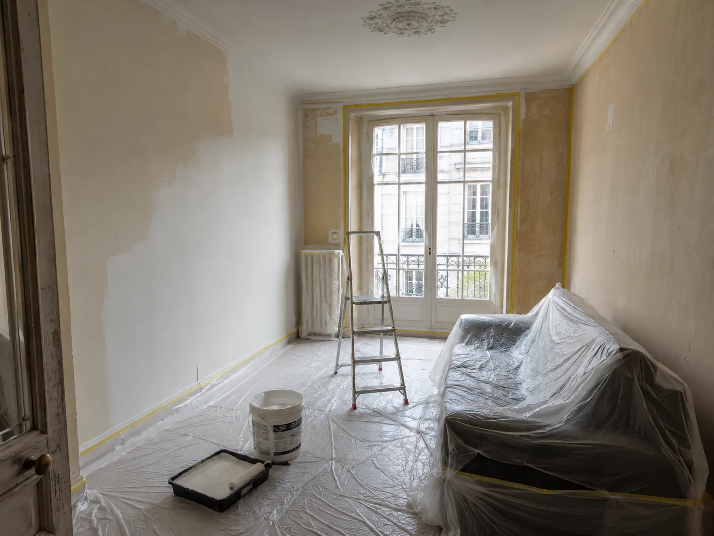 Protection de chantier avec des bâches